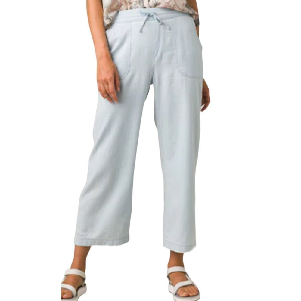 PrAna Podium Wide Leg Drawcord Mid Rise Casual Pull On Pants Light Blue Small